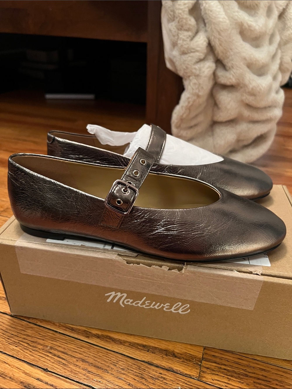 Madewell Metallic Bronze Mary Jane Flats with Buckle Strap - Picture 2 of 5